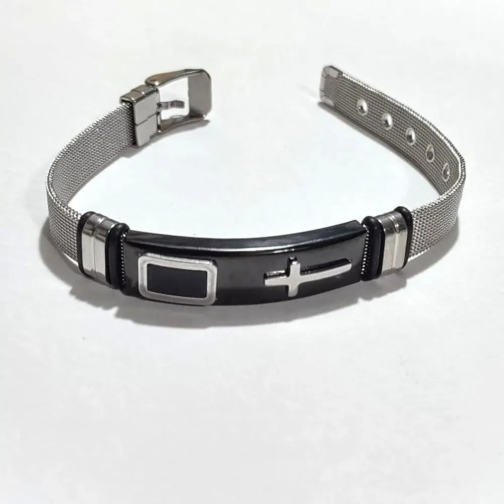 Christian Cross bracelet Silver Stainless Watch Buckle Valentines Birthday NEW!